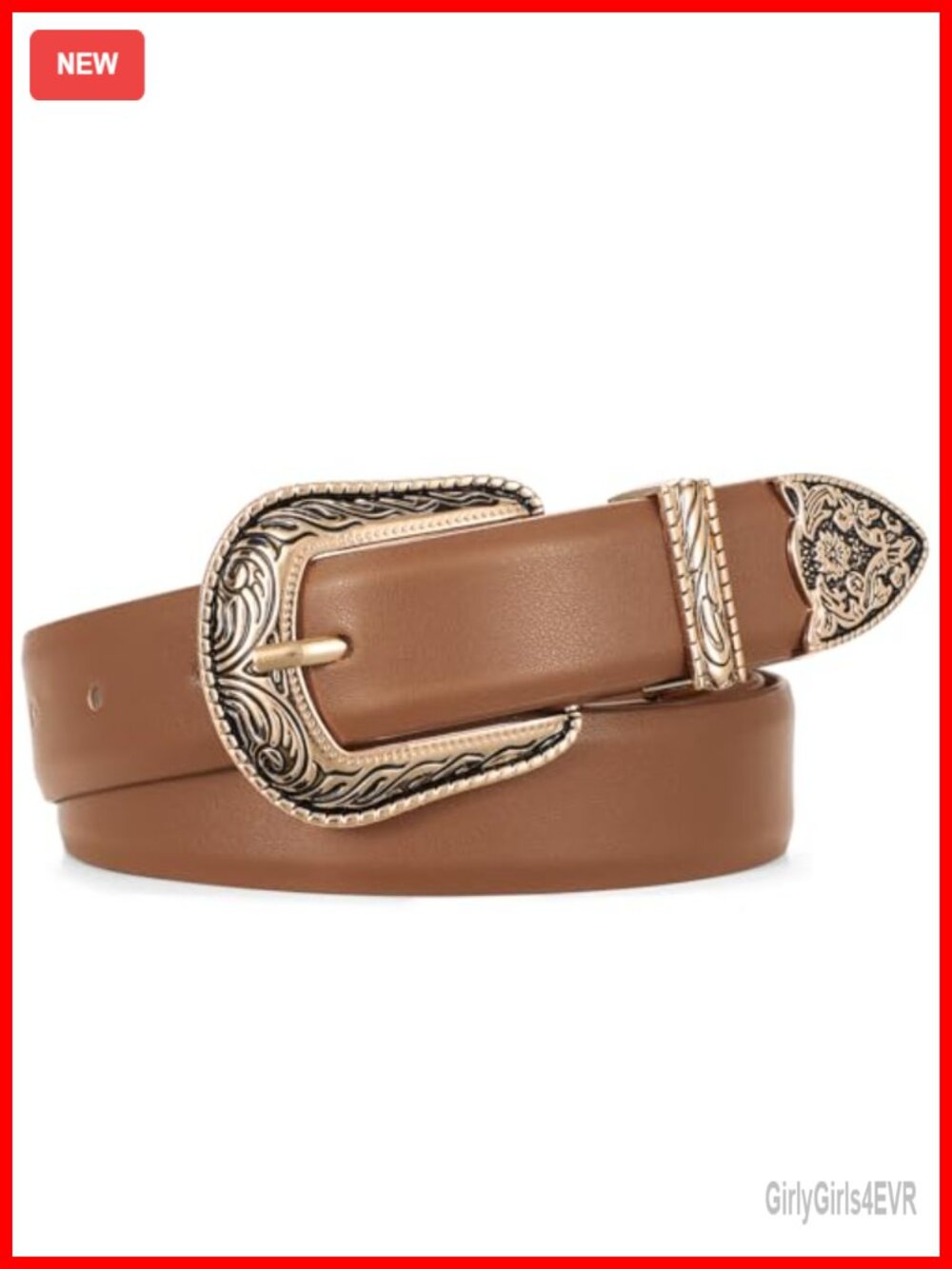Western Faux Leather Belt Adjustable Metal Buckle 9 Holes Jeans Dress